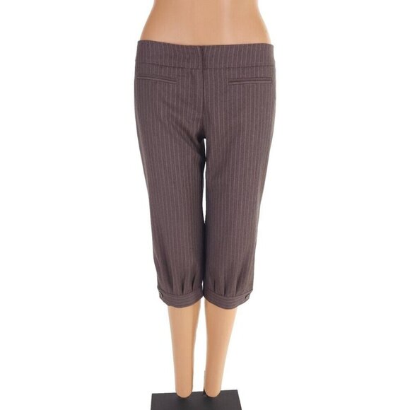 Red Valentino Striped Wool Three Quarter Pants Size 42 US 6 Brown Womens $325 - Picture 1 of 9